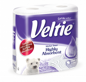Veltie Household Towel Highly Absorbent 2 rolls 3 ply 71pcs